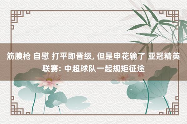 筋膜枪 自慰 打平即晋级， 但是申花输了 亚冠精英联赛: 中超球队一起规矩征途