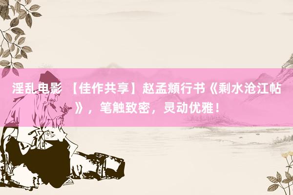 淫乱电影 【佳作共享】赵孟頫行书《剩水沧江帖》，笔触致密，灵动优雅！